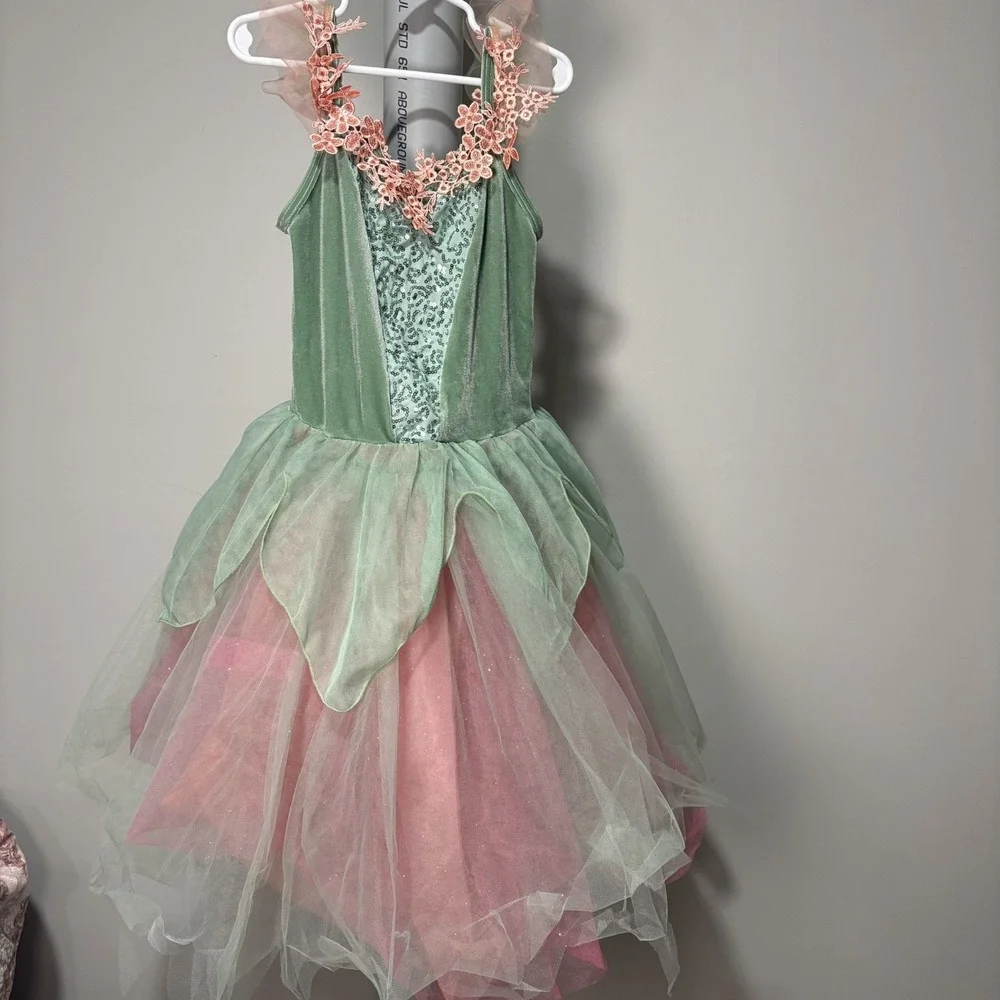 Weissman Flower Fairy Ballet Costume Pink Mint Green Child Sz Medium Tutu 13511